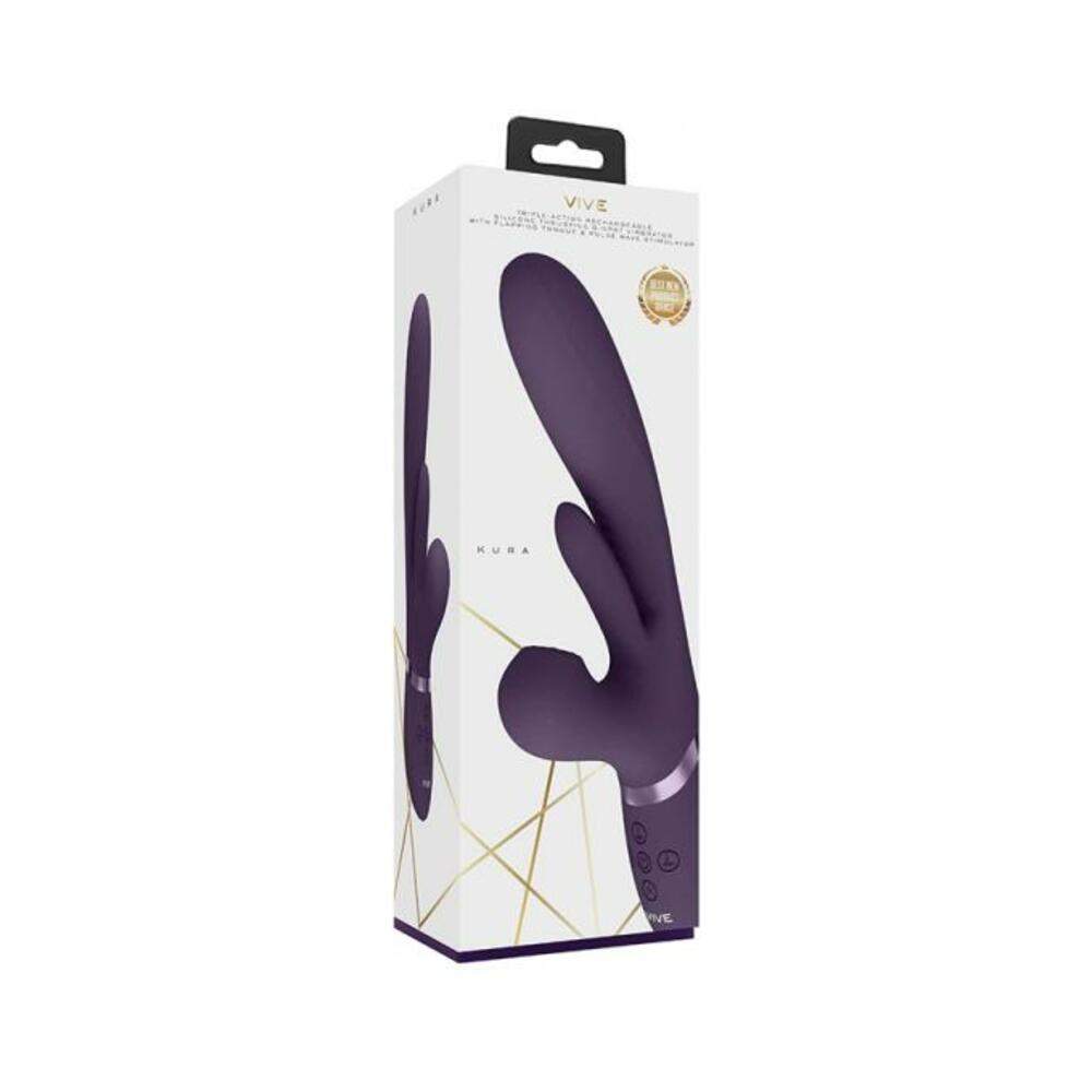 Vive Kura Rechargeable Thrusting Silicone G-spot Vibrator With Flapping Tongue And Pulse Wave Stimul