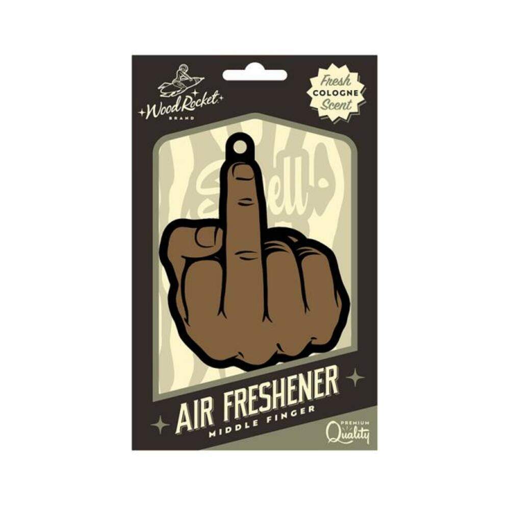 Wood Rocket Air Freshener Middle Finger Brown