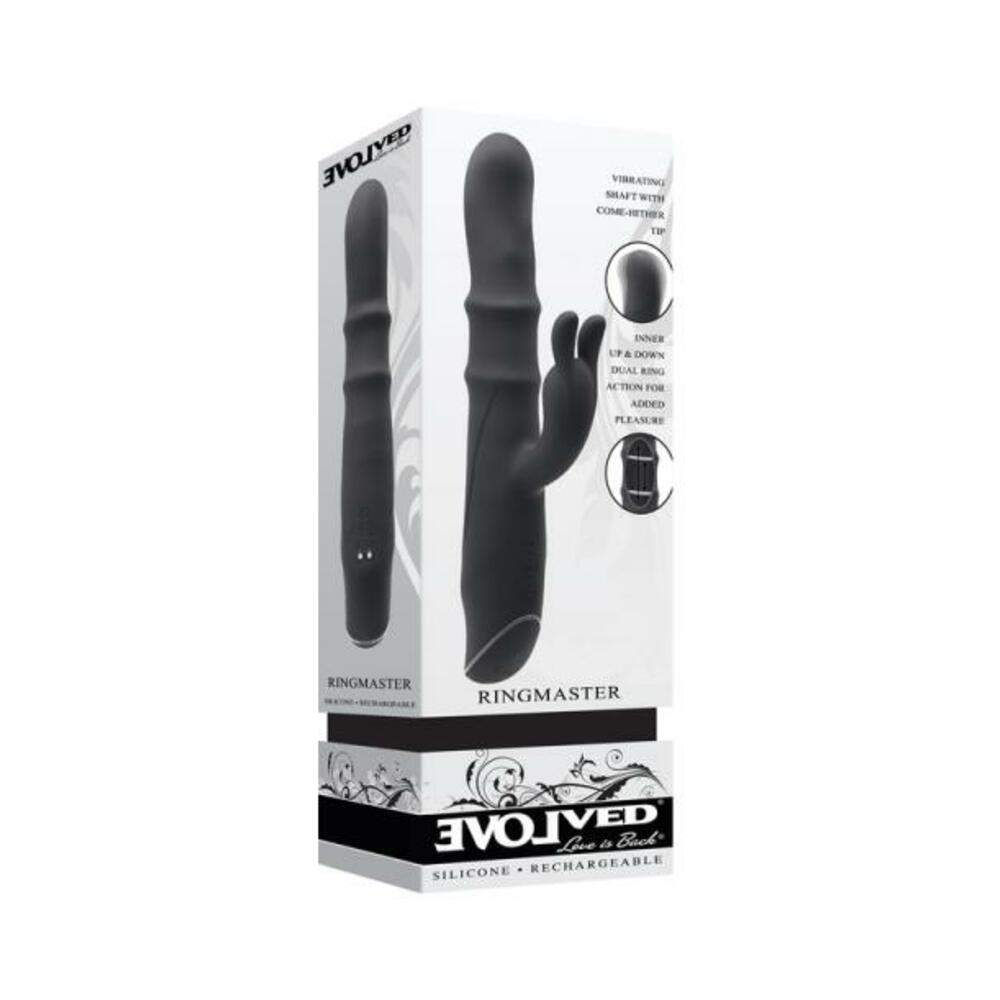 Evolved Ringmaster Rechargeable Dual Stim Vibe Silicone Black