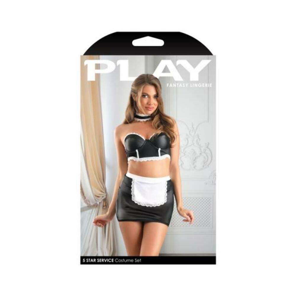 Fantasy Lingerie Play 5-star Service Wetlook Bustier, Adjustable Open Back Spanking Skirt, G-string