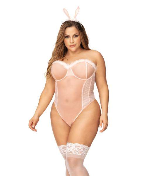 Mesh & Lace Two In One Teddy W/detachable Skirt Black L/xl