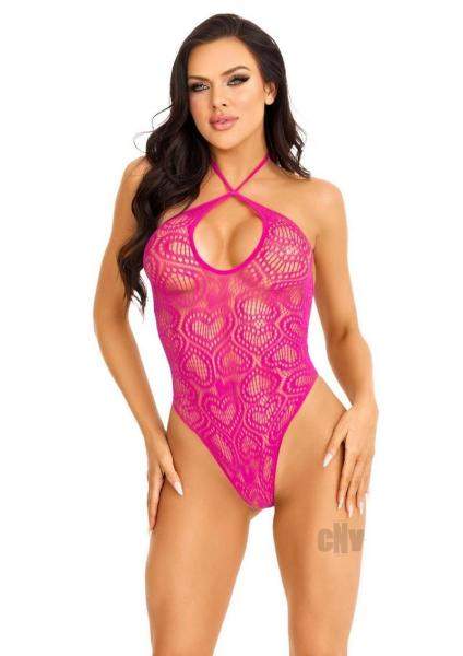 Seamless Heart Halter Teddy Os Blk