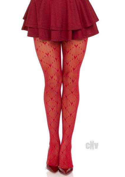 Love Struck Heart Net Tights Os Wht