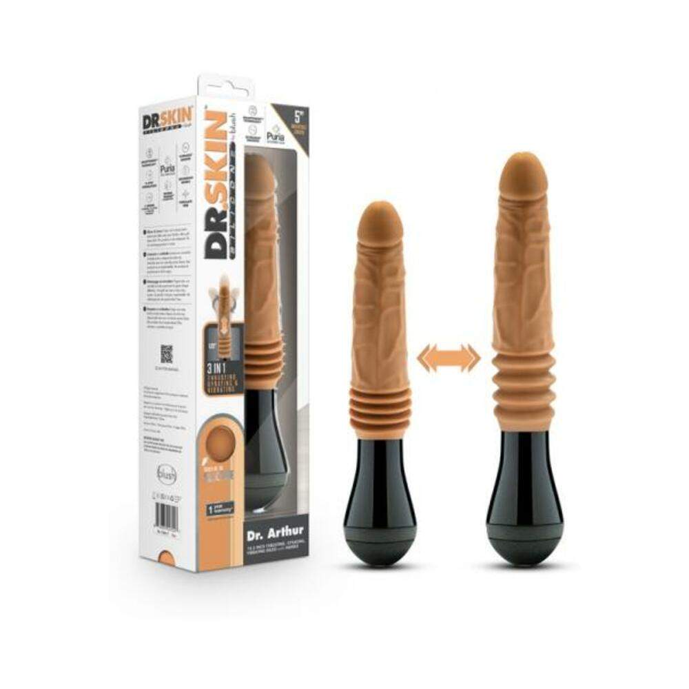 Dr. Skin Silicone Dr. Knight Thrusting Gyrating Vibrating Dildo Beige