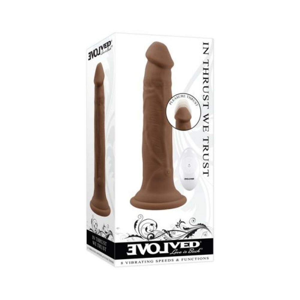 Evolved In Thrust We Trust Rechargeable Silicone Thrusting Vibrating Dildo With Remote Light