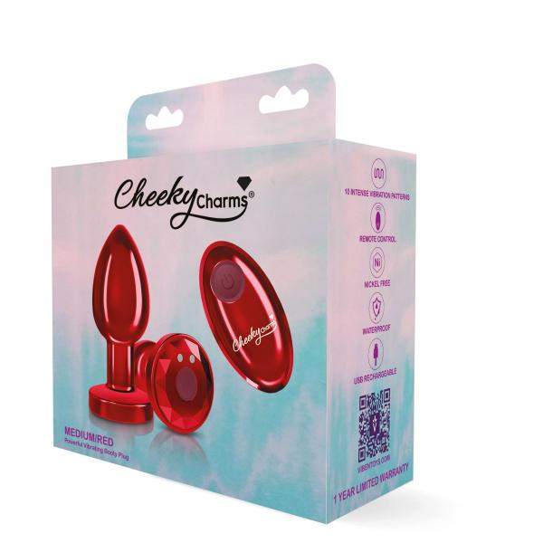 Cheeky Charms Vibrating Metal Plug Red Small W/ Remote