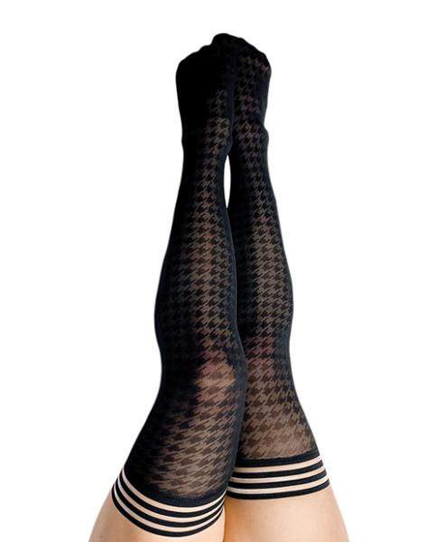 Kix'ies Meaghan Houndstooth Thigh High Black B