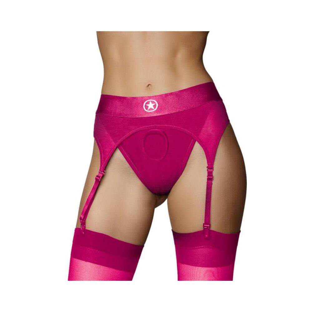 Ouch! Vibrating Strap-on Thong With Adjustable Garters Royal Blue Xs/s