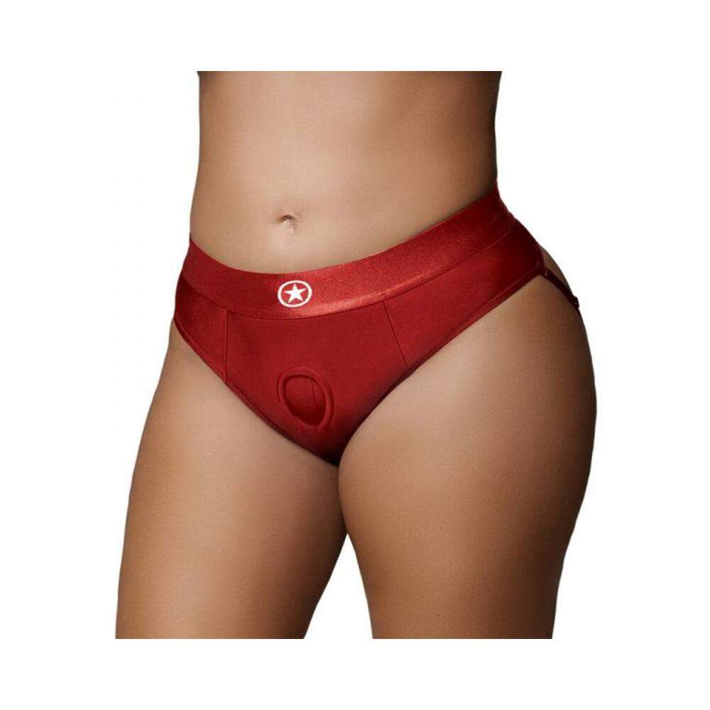 Ouch! Vibrating Strap-on Thong With Adjustable Garters Pink Xs/s