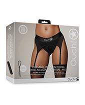 Shots Ouch Vibrating Strap On Thong W/adjustable Garters - Black Xs/s