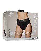 Shots Ouch Vibrating Strap On Thong W/adjustable Garters - Black M/l