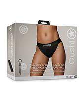 Shots Ouch Vibrating Strap On Thong W/removable Rear Straps - Black Xs/s