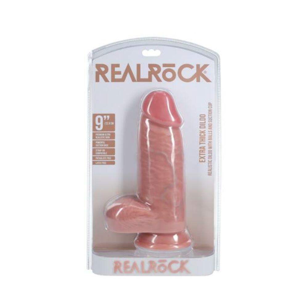 Realrock Extra Thick 8 In. Dildo With Balls Tan