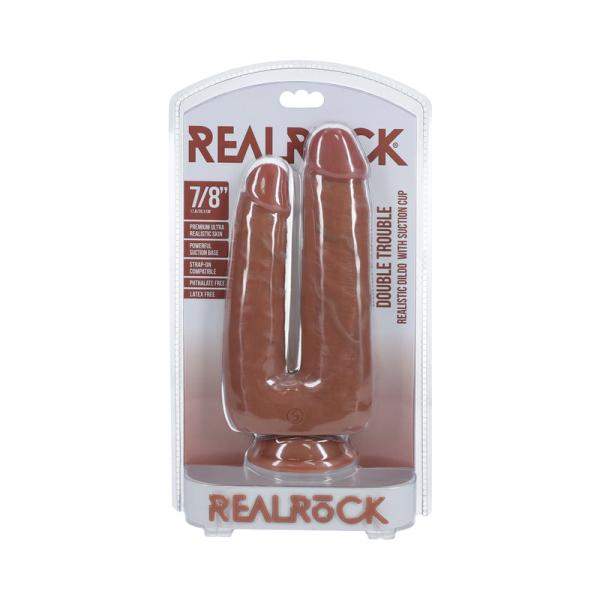 Realrock Double Trouble 5 In. / 6 In. Dildo Tan