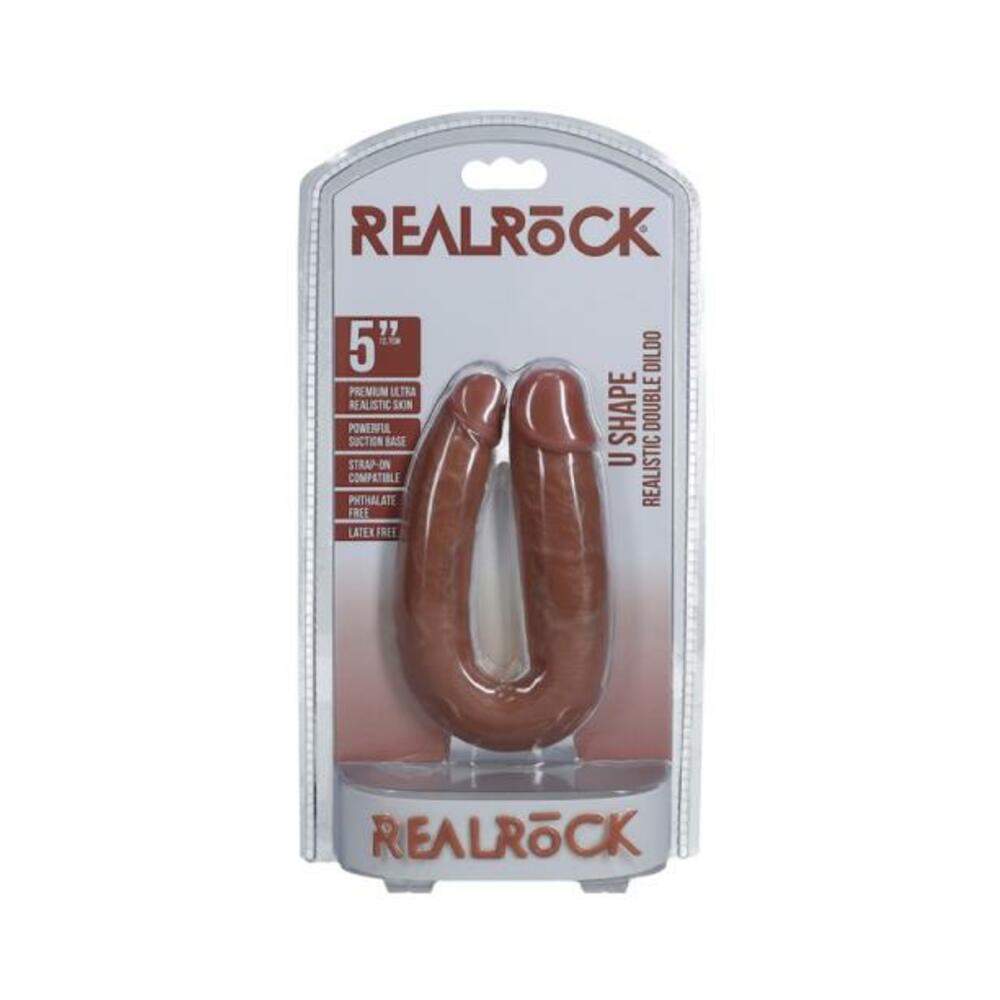 Realrock 5 In. U-shaped Double Dildo Beige