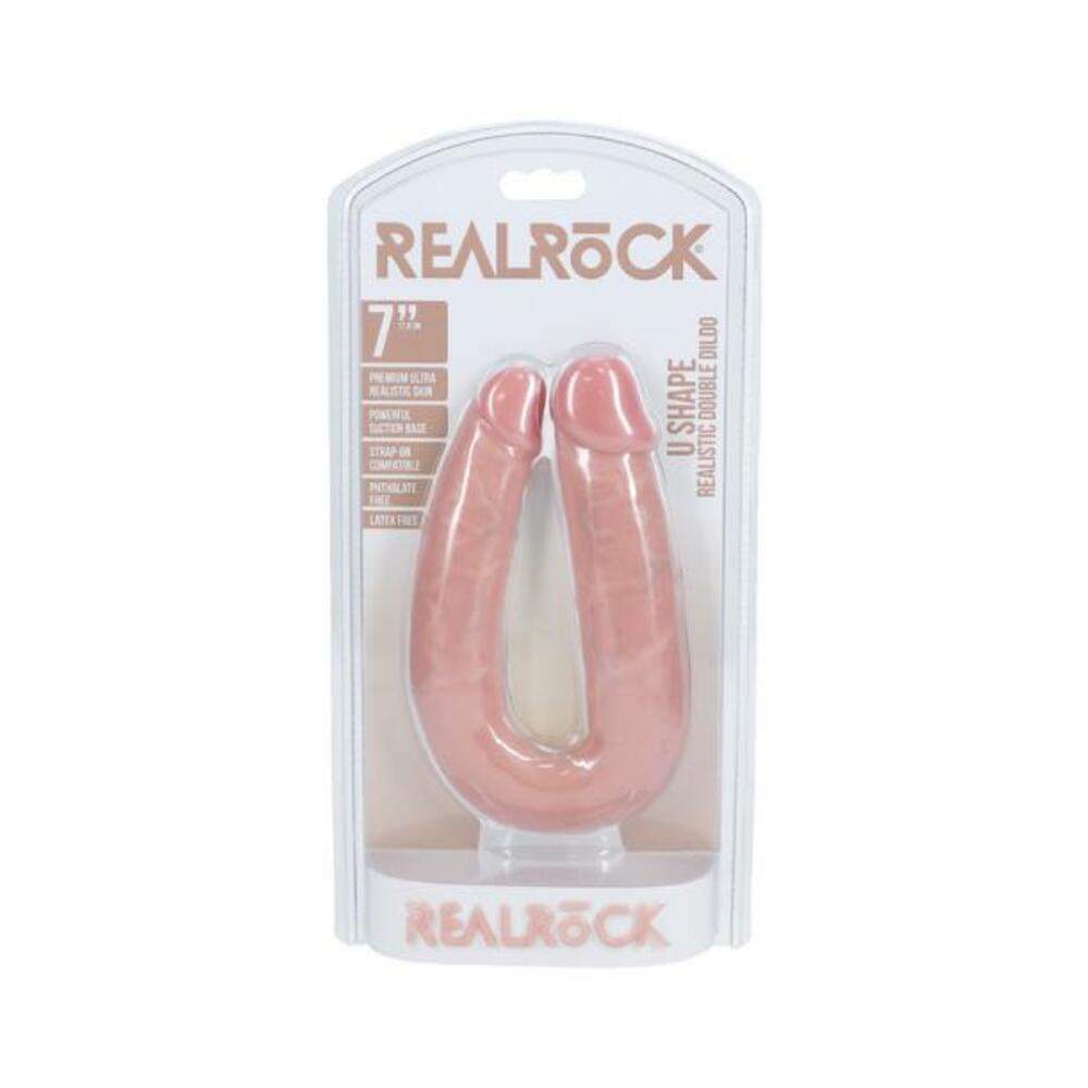 Realrock 5 In. U-shaped Double Dildo Tan