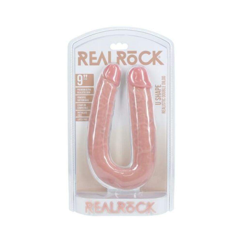 Realrock 7 In. U-shaped Double Dildo Tan