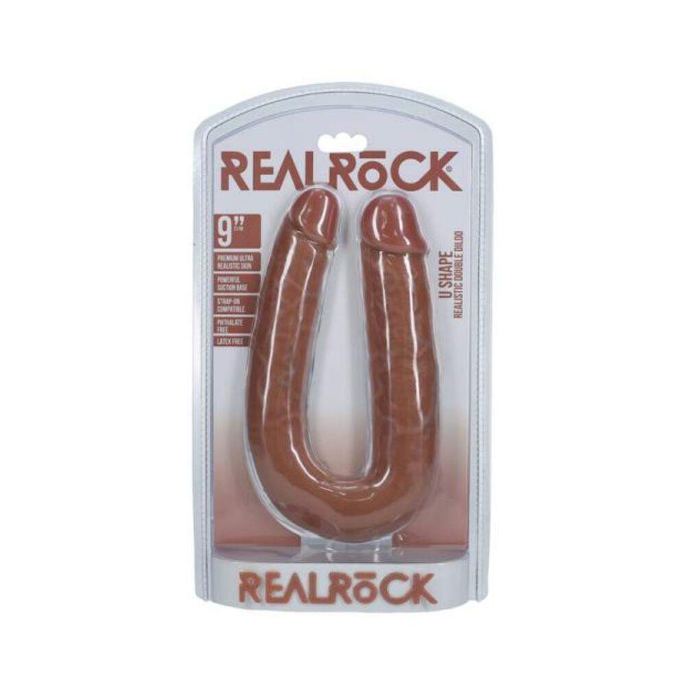 Realrock 9 In. U-shaped Double Dildo Beige