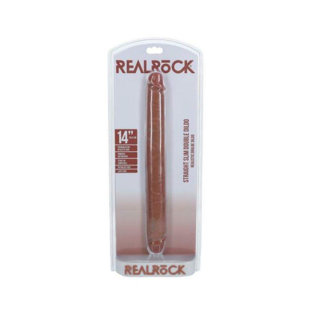 Realrock 14 In. Slim Double-ended Dong Beige