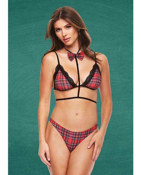 Teacher's Pet Schoolgirl See Thru Crotchless Teddy W/tie Black/red S/m