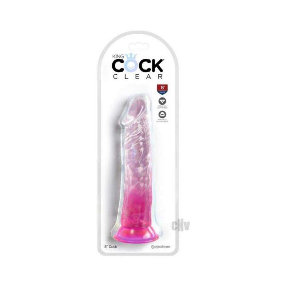 King Cock Clear With Balls 7in Pink