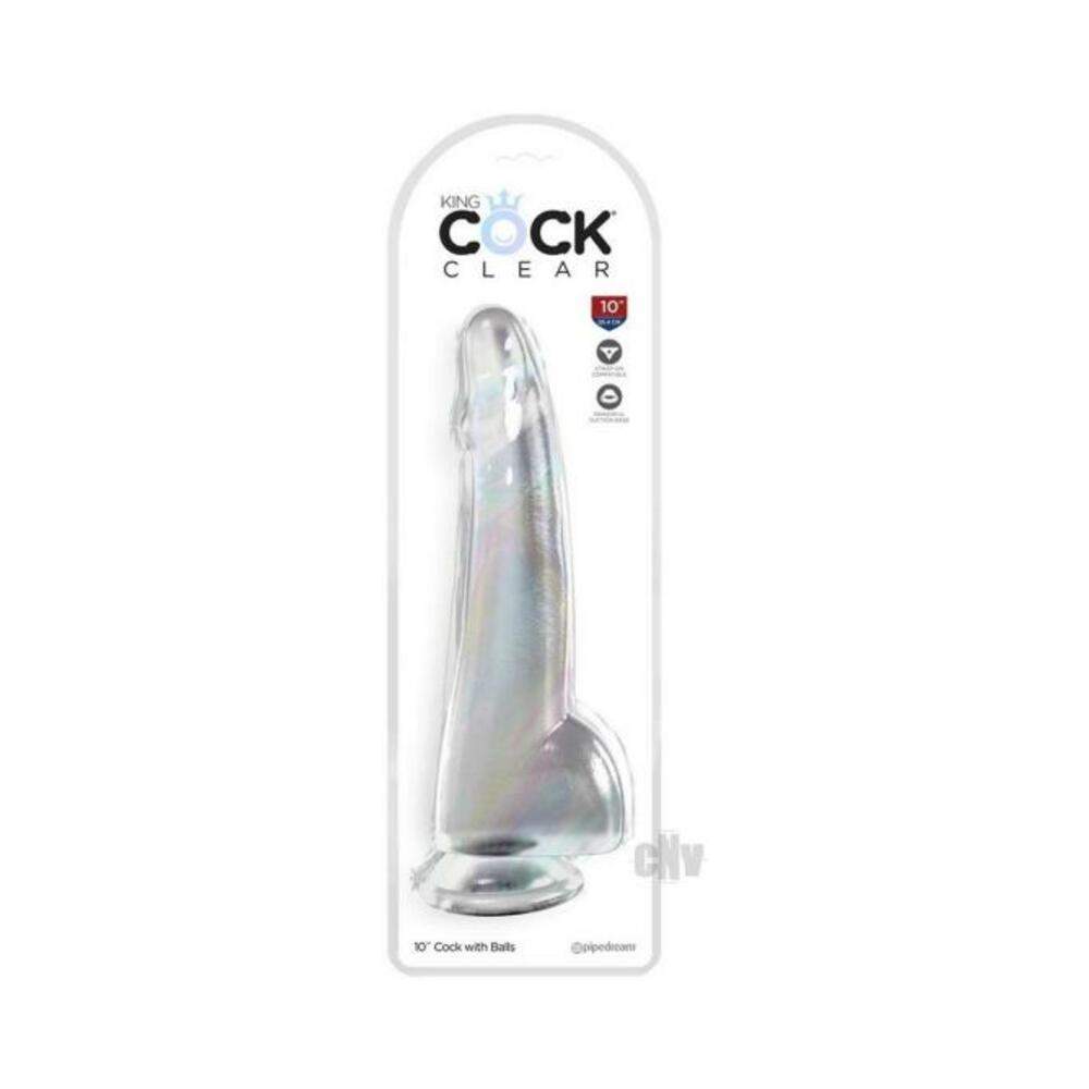 King Cock Clear With Balls 10inpurple