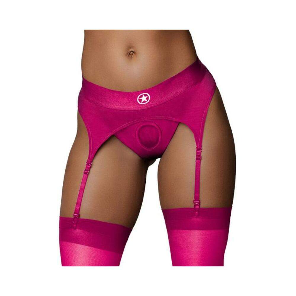 Ouch! Vibrating Strap-on Thong With Adjustable Garters Royal Blue M/l