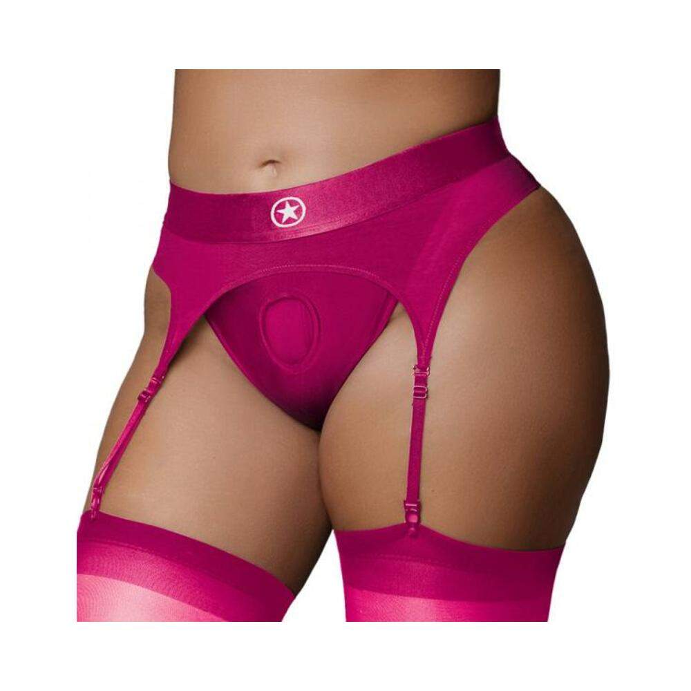 Ouch! Vibrating Strap-on Thong With Adjustable Garters Pink M/l