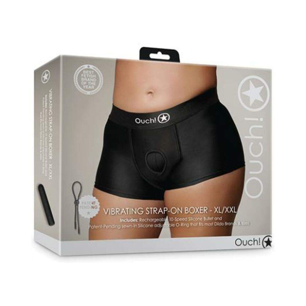 Shots Ouch Vibrating Strap On Boxer - Black Xs/s