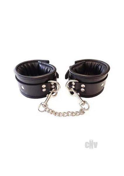 Padded Leather Wrist Cuffs Black