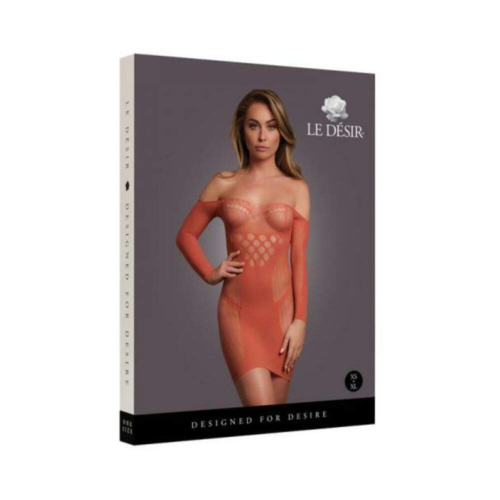 Le Desir Long-sleeved Net Mini Dress Ocean Deep O/s