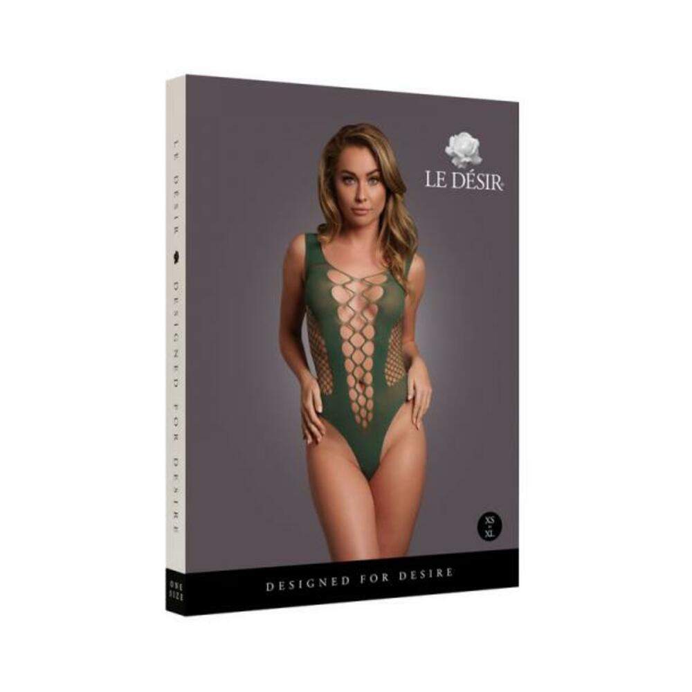 Le Desir V-neck Teddy With Opaque Panels Sandy Beach Queen Size
