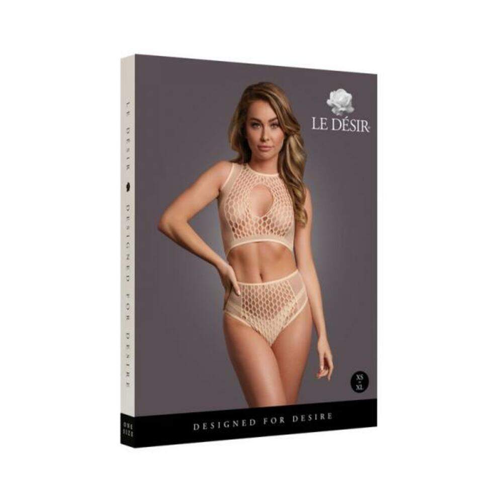 Le Desir Fishnet And Lace Bodystocking Sunset Glow Queen Size