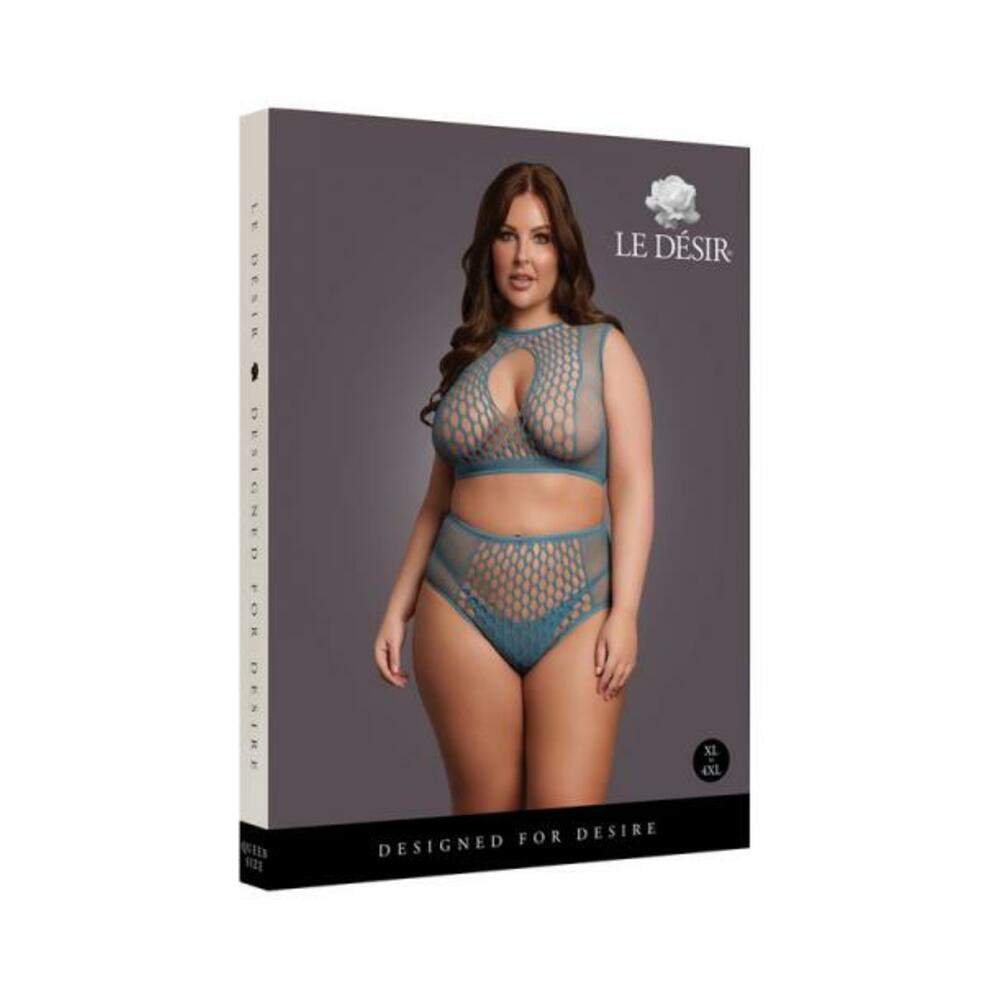 Le Desir Duo Net Key-hole Bra Set Ocean Deep O/s