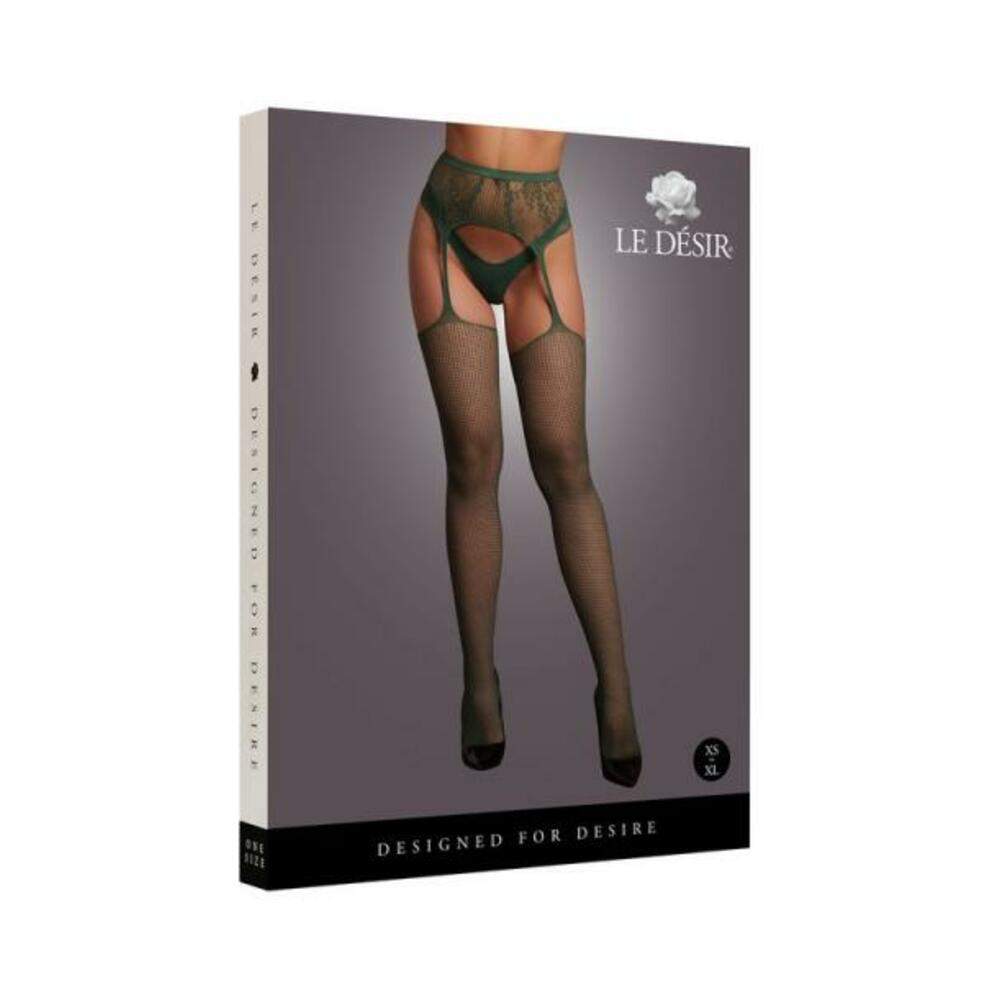 Le Desir Shredded Suspender Pantyhose Midnight Green Queen Size