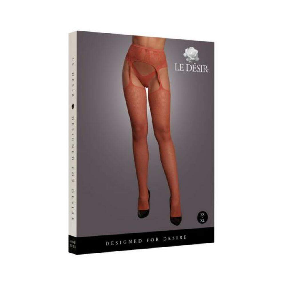 Le Desir Fishnet And Lace Garterbelt Stockings Midnight Green Queen Size