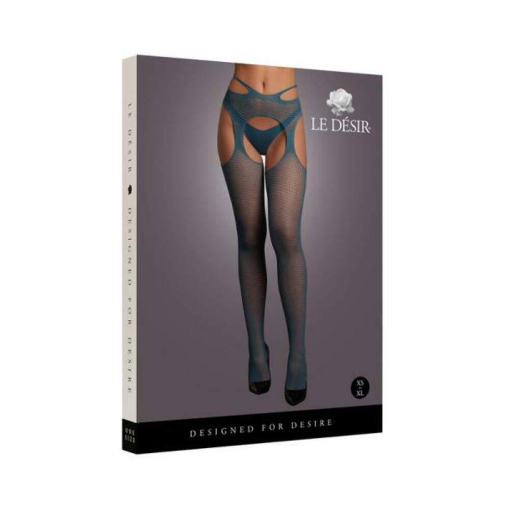 Le Desir Fishnet And Lace Garterbelt Stockings Sunset Glow O/s
