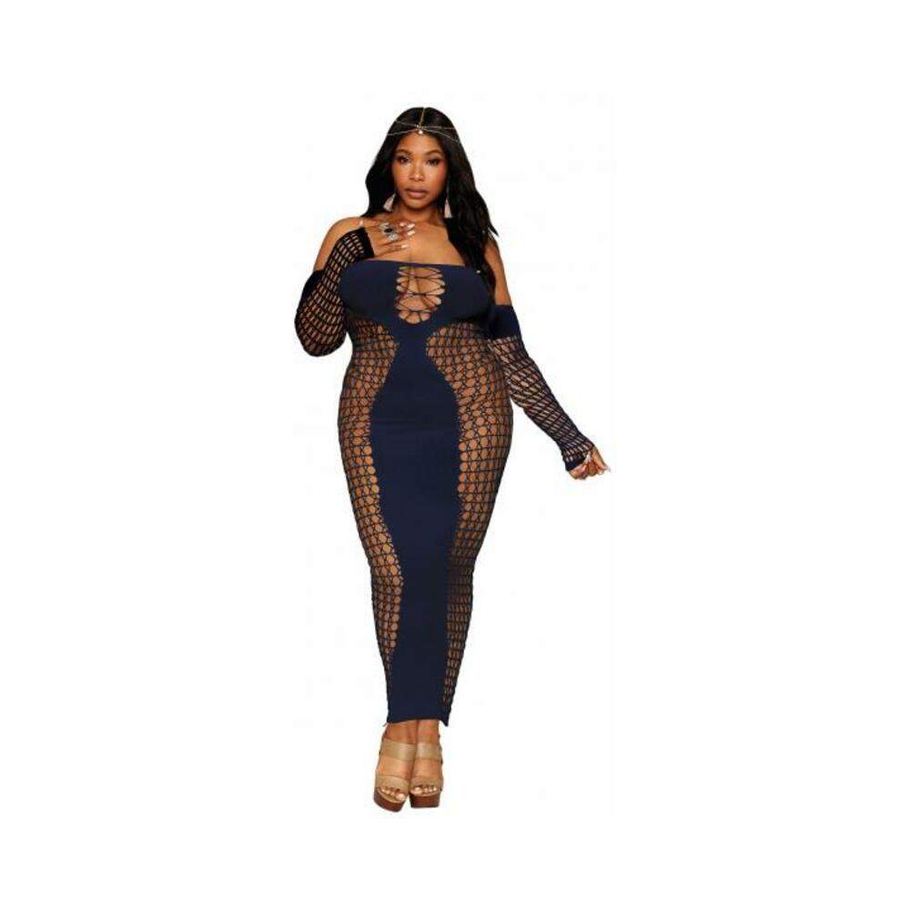 Zebra Knit Bodystocking Gown Black/copper O/s