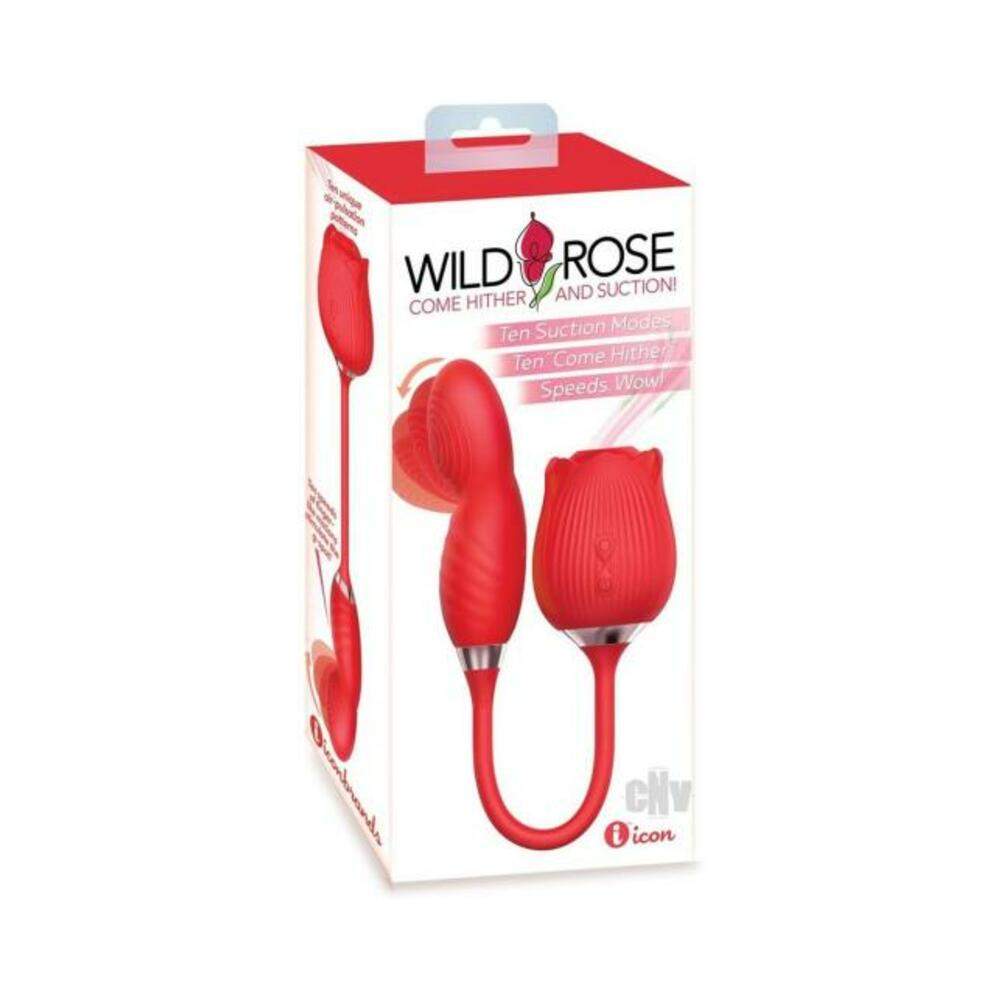 Wild Rose Licking & Thrusting Vibrator - Red