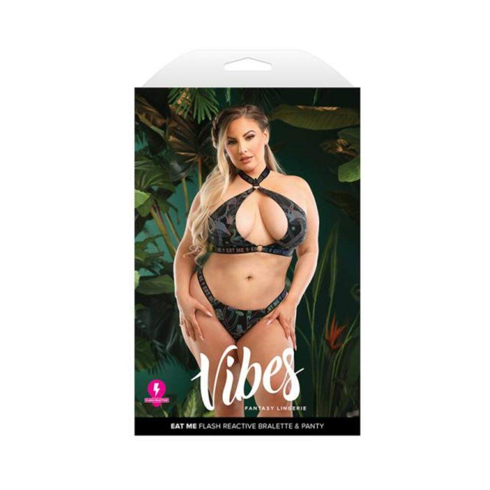 Fantasy Lingerie Vibes Eat Me Flash Reactive Mushroom-print Halter & Panty M/l