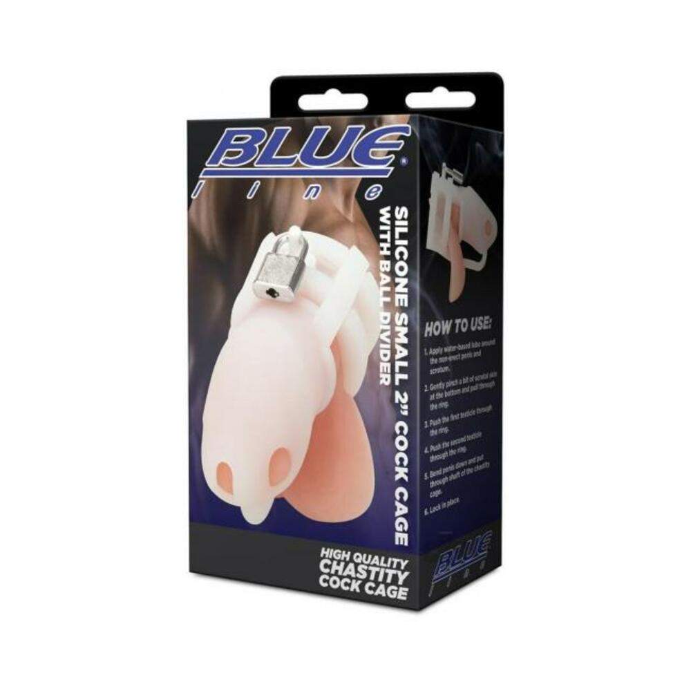 Blue Line 2" Silicone Mini Cock Cage With Ball Divider - Black