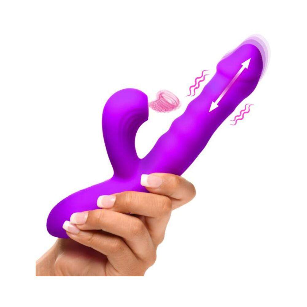 Thrust Wave Thrusting And Sucking Silicone Rabbit Vibrator