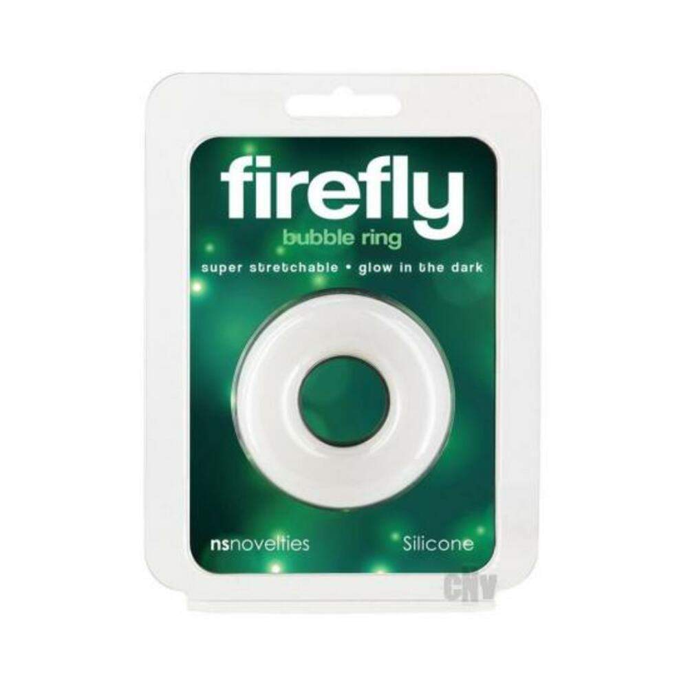 Firefly Glow In The Dark Bubble Cock Ring - Large, White