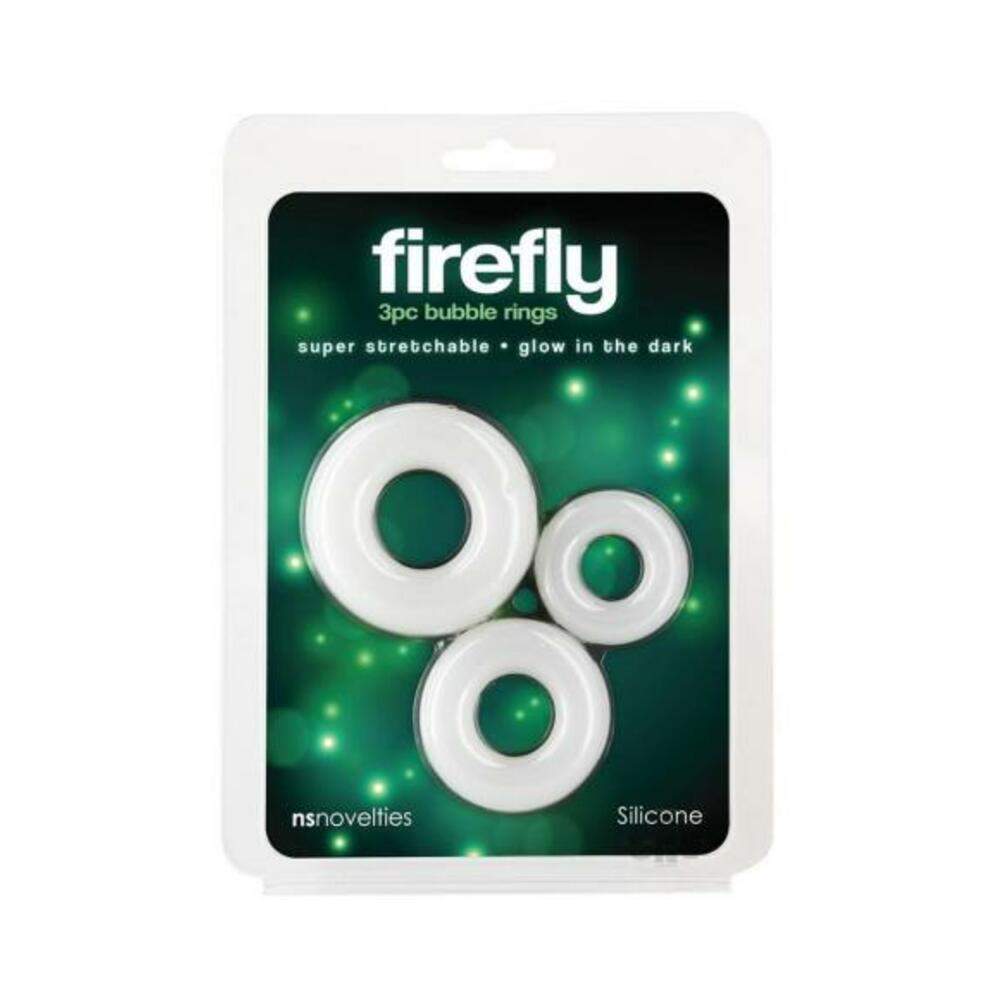 Firefly Glow In The Dark Bubble Cock Ring - Small, White