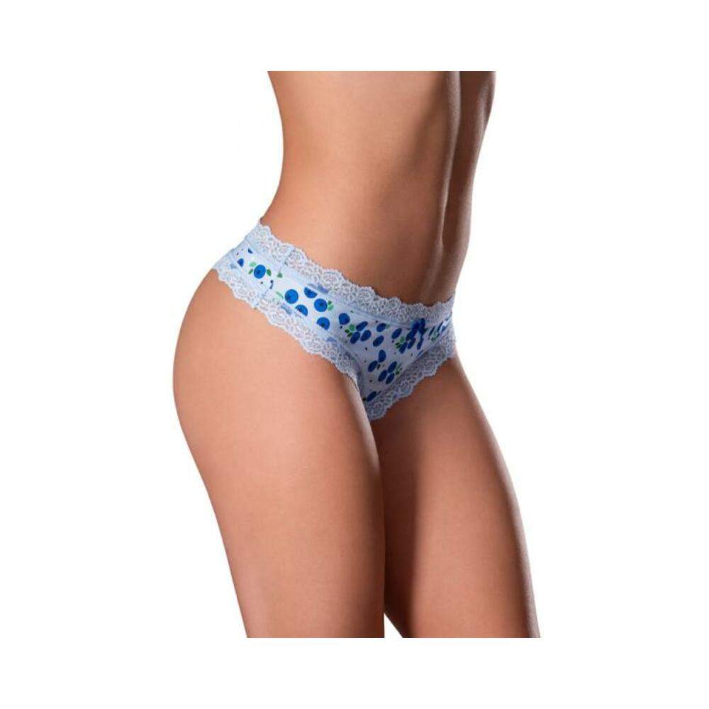 Magic Silk Sweet Treats Crotchless Thong With Lube Blueberry S/m