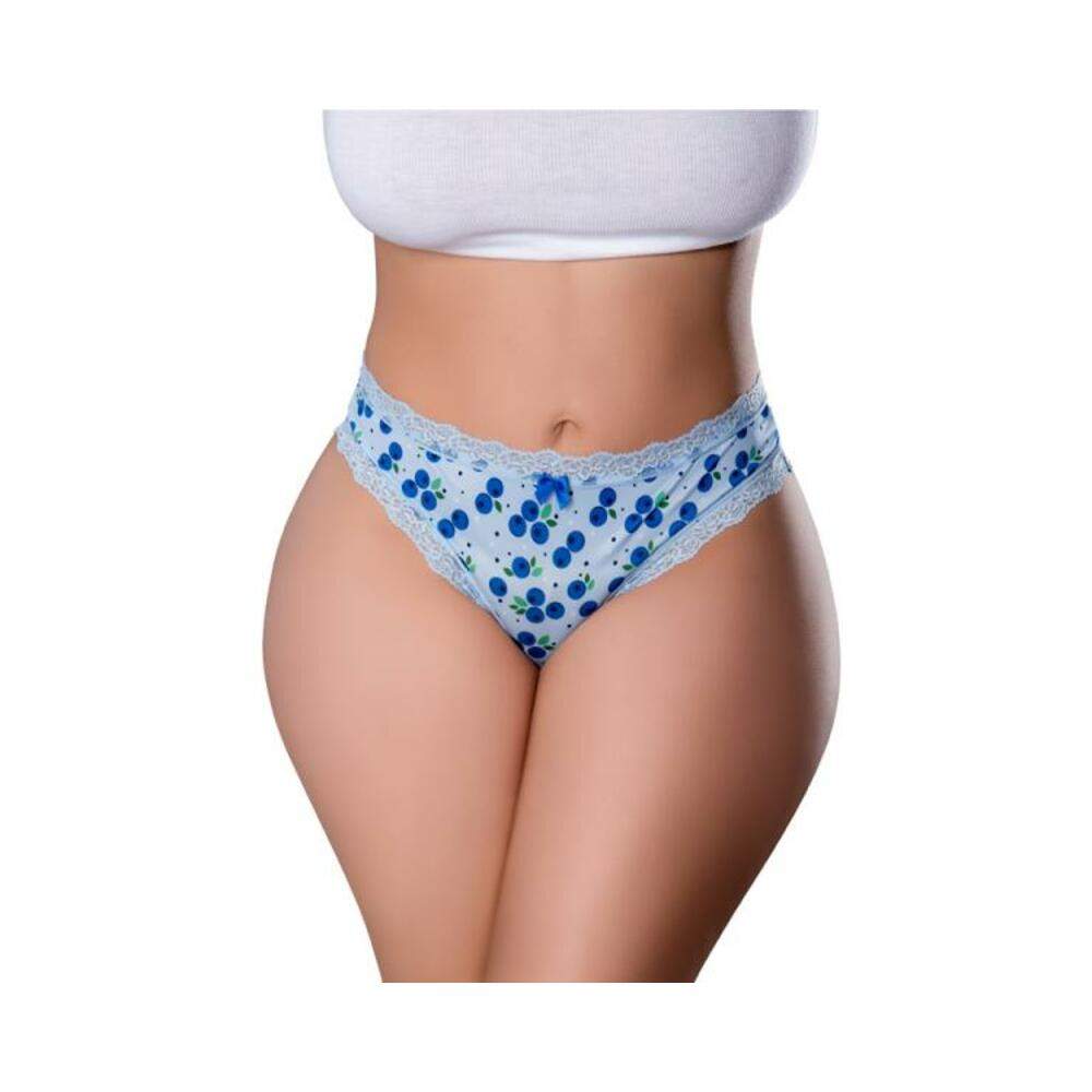 Magic Silk Sweet Treats Crotchless Thong With Lube Blueberry L/xl