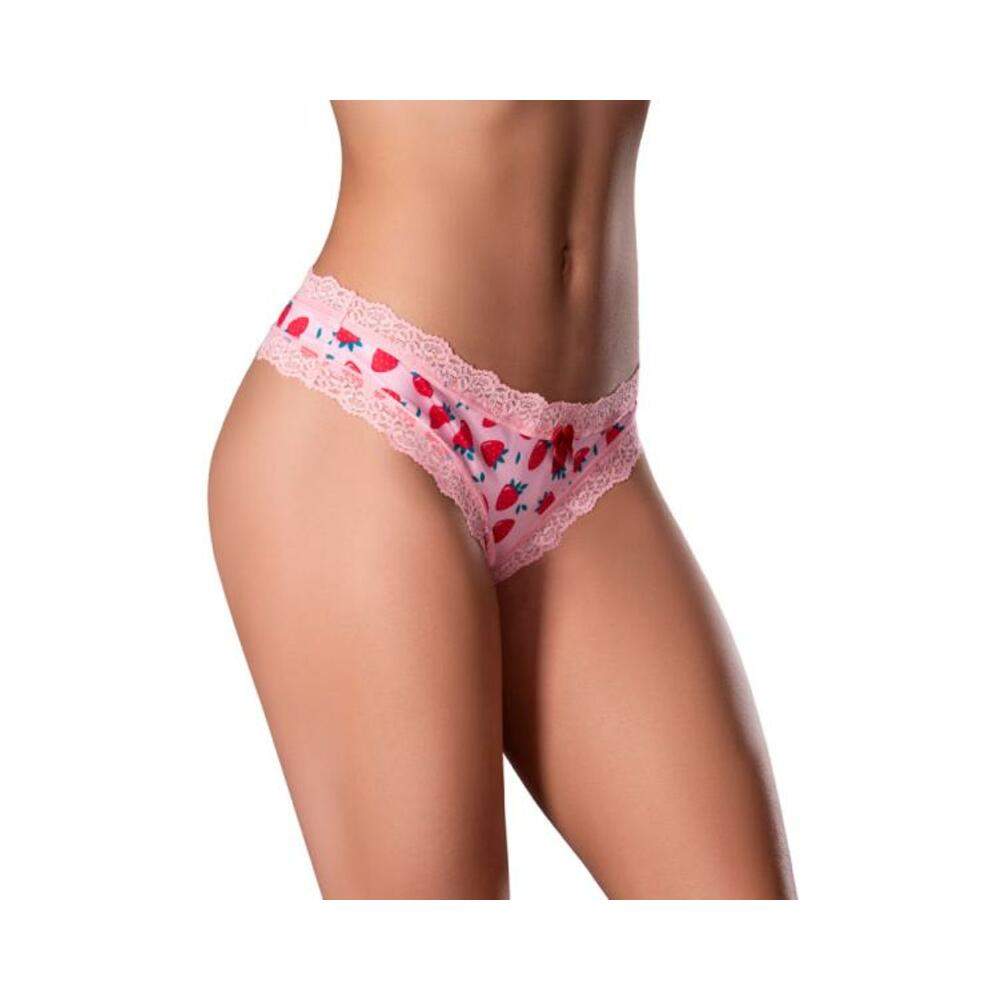 Magic Silk Sweet Treats Crotchless Thong With Lube Peach Queen Size