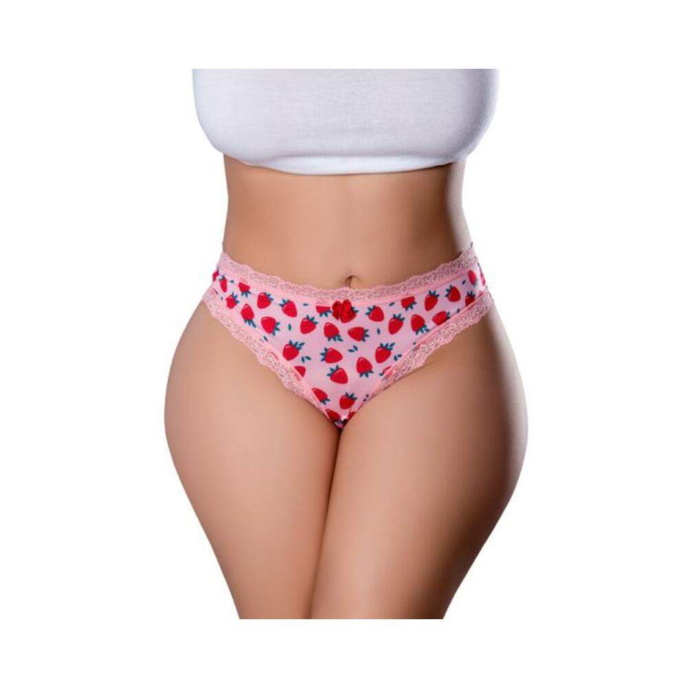 Magic Silk Sweet Treats Crotchless Thong With Lube Strawberry S/m