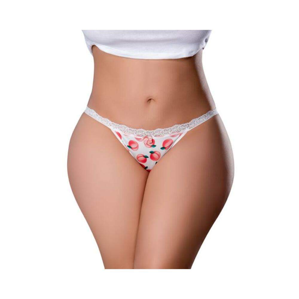 Magic Silk Sweet Treats Split Back & Crotchless Panty With Lube Peach L/xl