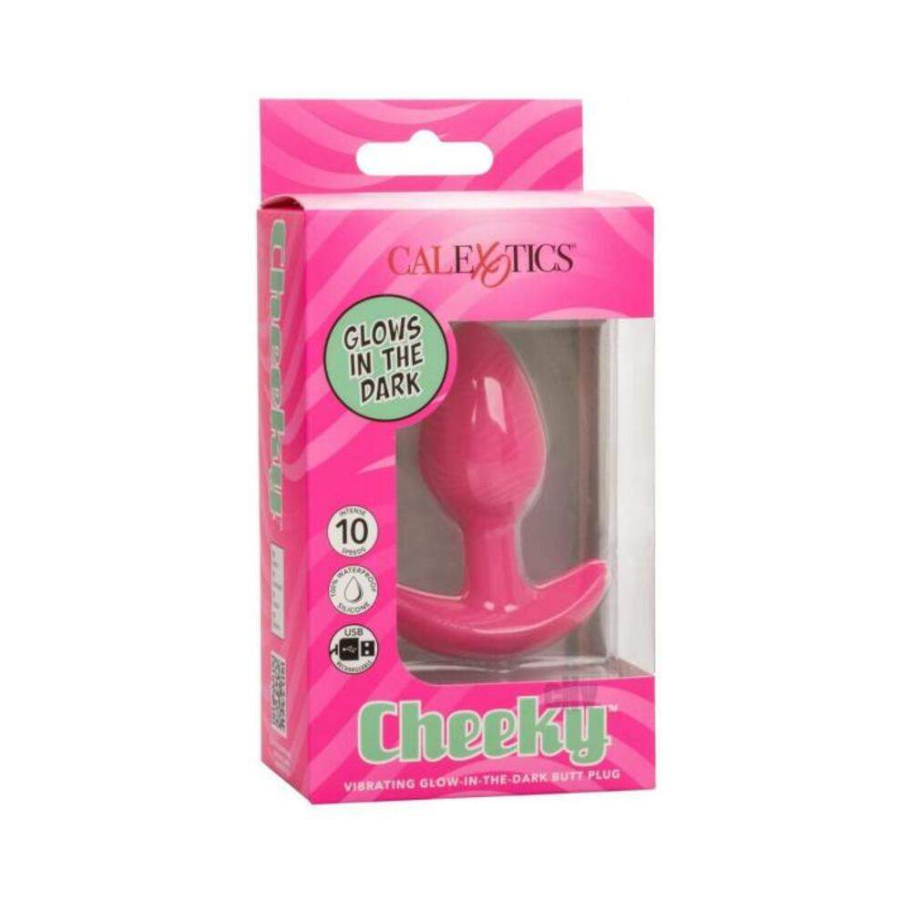 Cheeky Glow In The Dark Vibrating Butt Plug -  Large Blue